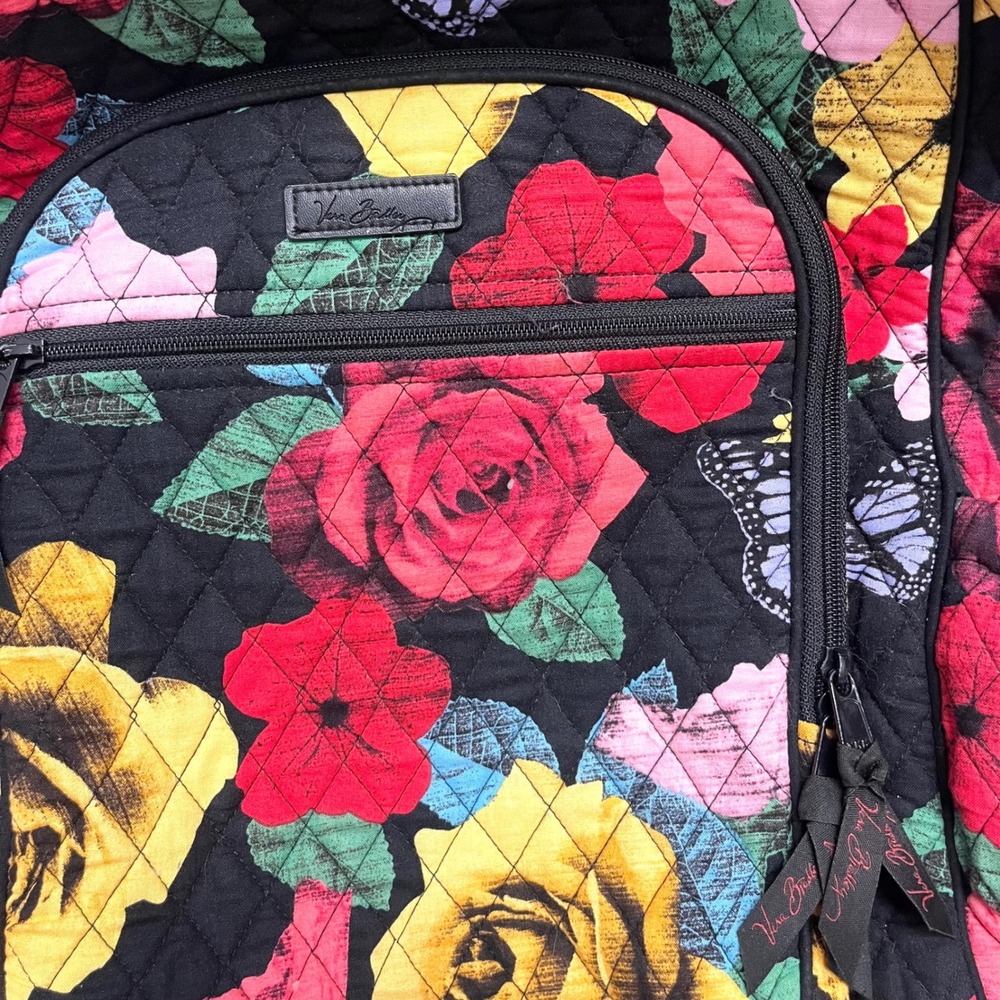 Vera Bradley Backpack OS Havana Rose Floral & Butterfly Quilted Campus Tech - Picture 2 of 12